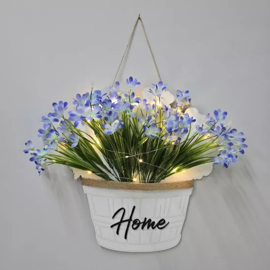 Led Işıklı ve Mavi Nergis Çiçekli Duvar Dekoru