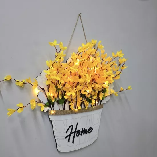 Led Işıklı ve Sarı Sakura Çiçekli Duvar Dekoru