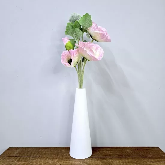 Pembe Gelincik, Beyaz Vazo 40cm