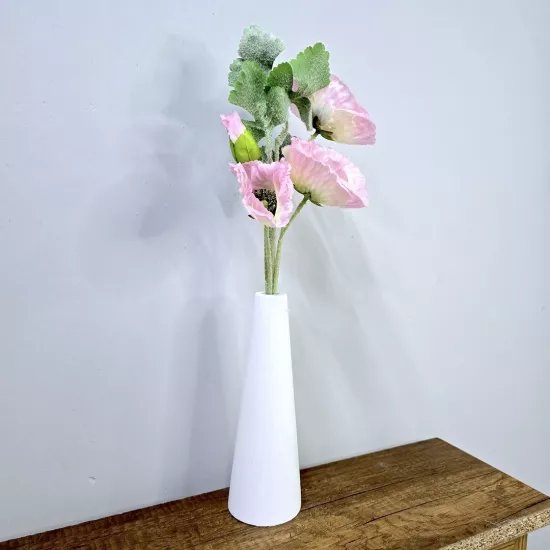 Pembe Gelincik, Beyaz Vazo 40cm