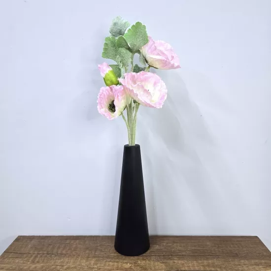 Pembe Gelincik, Siyah Vazo 40cm