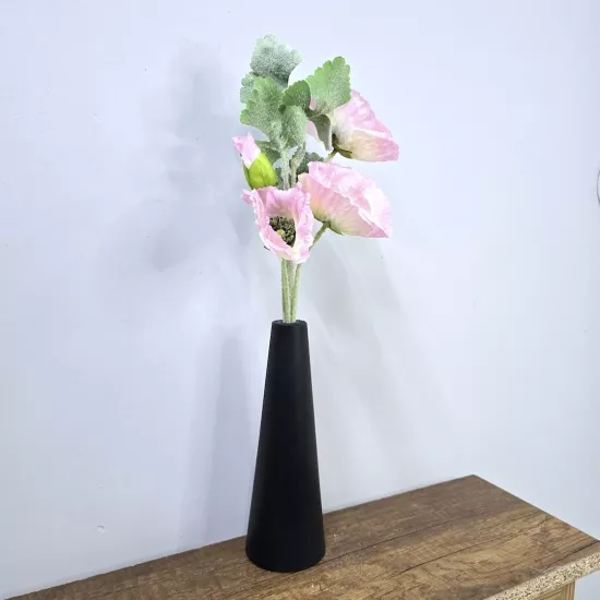 Pembe Gelincik, Siyah Vazo 40cm