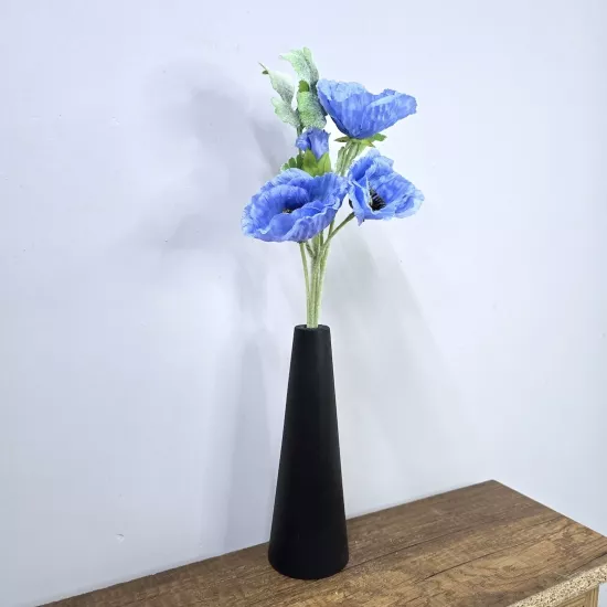 Mavi Gelincik, Siyah Vazo 40cm