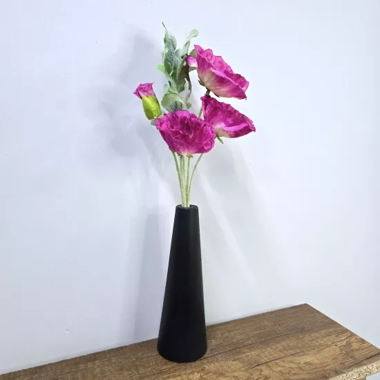 Fuşya Gelincik, Siyah Vazo 40cm