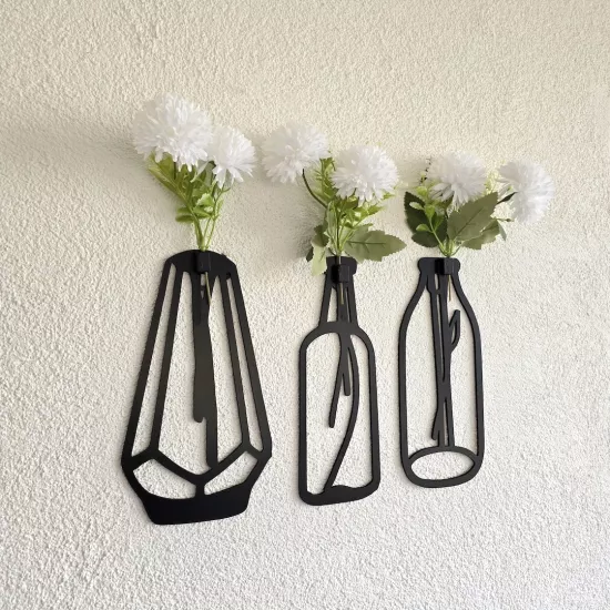 Beyaz Kasımpatı Çiçekli Dekoratif Tablo 3 lü Set