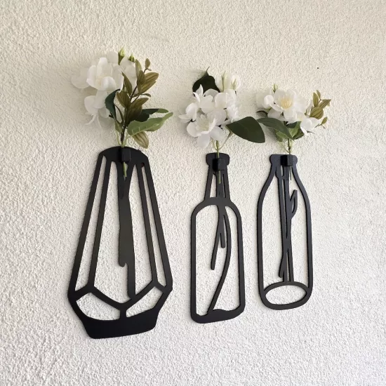 Beyaz Yasemin Çiçekli Dekoratif Tablo 3 lü Set