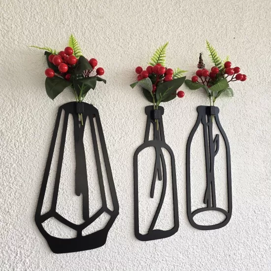 Kırmızı Kokina Çiçekli Dekoratif Tablo 3 lü Set