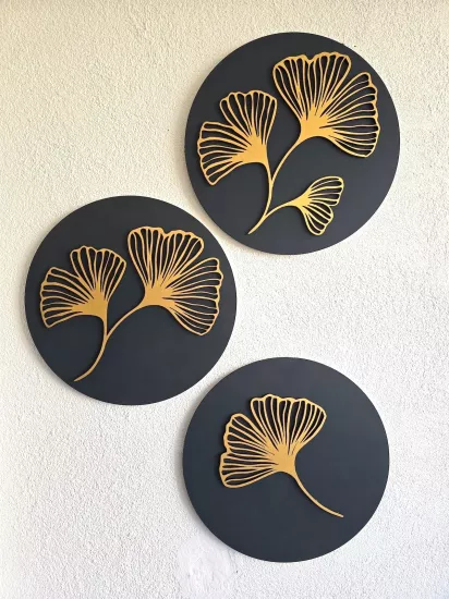 Üç Parçalı Yelpaze Motifli Duvar Dekoru 40cm