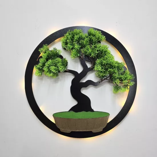 Led Işıklı ve Bonsai Ağaç Tablo 40cm