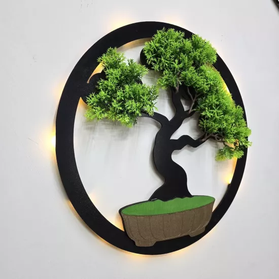 Led Işıklı ve Bonsai Ağaç Tablo 40cm