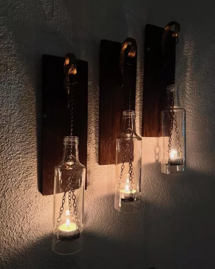 Mumlu, Şişe Model Ceviz Renkli Balkon, Duvar Dekor