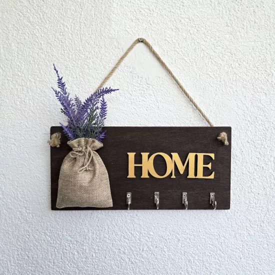 Lavanta Çiçekli Home Yazılı Anahtarlık
