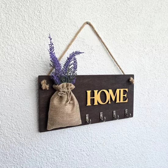 Lavanta Çiçekli Home Yazılı Anahtarlık