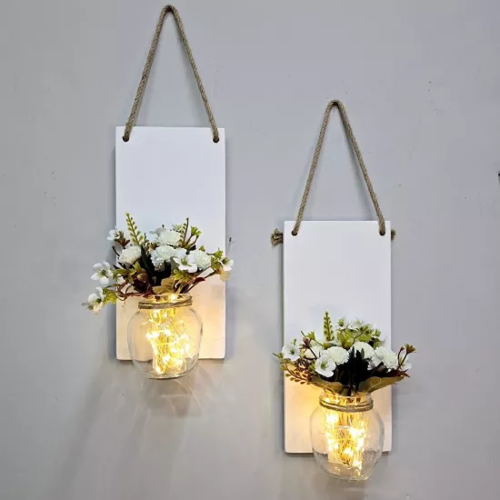 Led Işıklı, Yeşil Sarkan Çiçekli Duvar Dekoru
