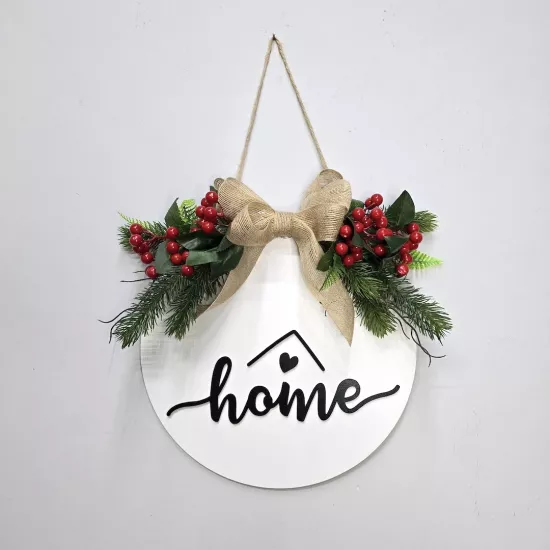Kokina ve Kozalak Çiçekli, Home Yazılı Kapı Süsü