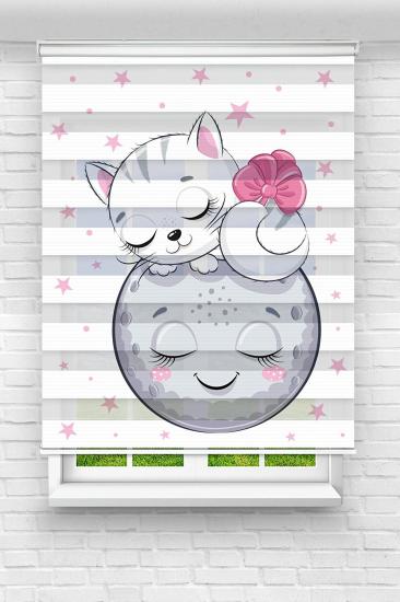 Aydaki Tavşan Çocuk ve Bebek Odası Basklı Zebra Stor Perde