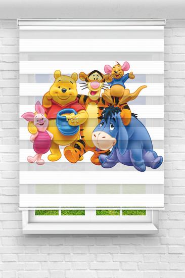 Winnie The Pooh Çocuk Ve Bebek Odası Basklı Zebra Stor Perde