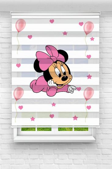 Yavru Mickey Mouse Çocuk Ve Bebek Odası Baskılı Zebra Stor Perde