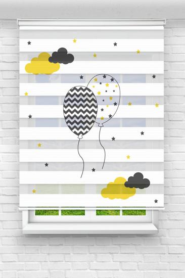 Uçan Balonlar Çocuk ve Bebek Odası Baskılı Zebra Stor Perde