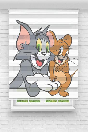 Tom Ve Jerry Çocuk ve Bebek Odası Baskılı Zebra Stor Perde