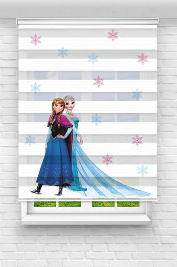 Frozen Kar Taneli Çocuk ve Bebek Odası Baskılı Zebra Stor Perde