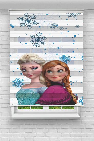 Frozen Kızlar Çocuk ve Bebek Odası Baskılı Zebra Stor Perde