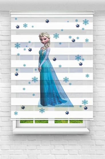 Elbiseli Frozen Çocuk ve Bebek Odası Baskılı Zebra Stor Perde