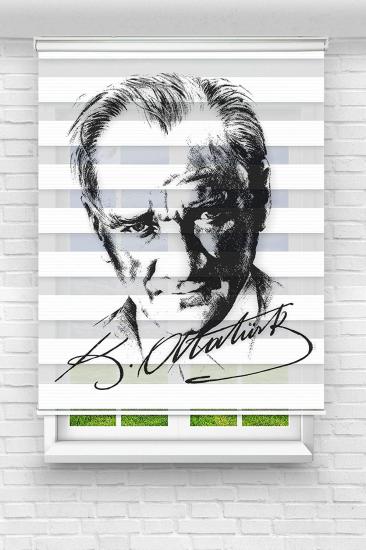 Mustafa Kemal Atatürk Baskılı Zebra Stor Perde