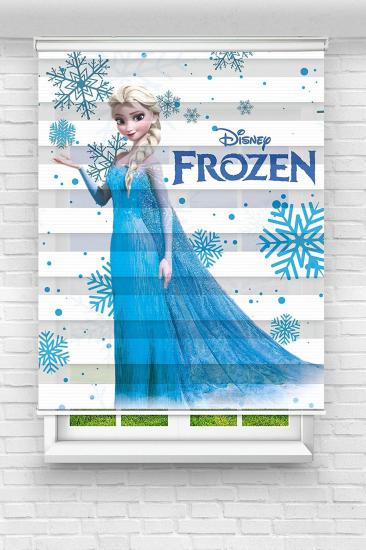Frozen Kar Taneli Çocuk ve Bebek Odası Basklı Zebra Stor Perde