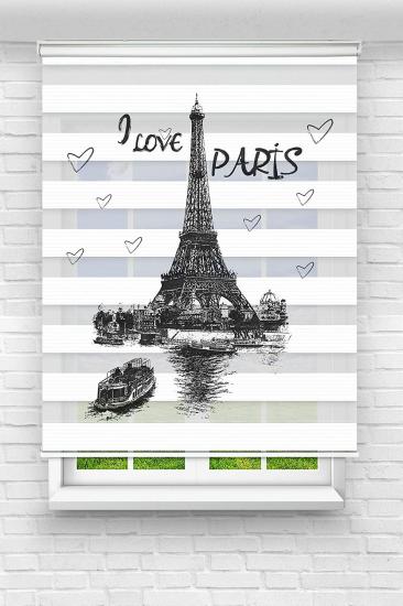 Paris Mutfak ve Oturma Odası Modeli - Baskılı Zebra Stor Perde