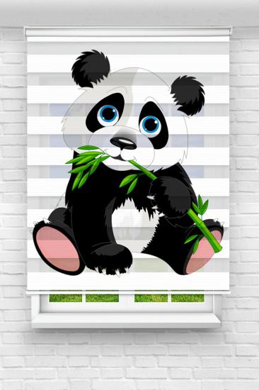 Sevimli Panda Çocuk ve Bebek Odası Baskılı Zebra Stor Perde