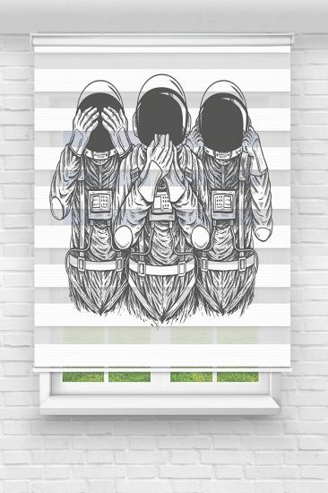 Astronotlar Çocuk ve Bebek Odası Baskılı Zebra Stor Perde