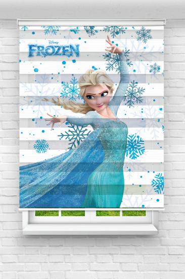 Frozen Kız Çocuk ve Bebek Odası Baskılı Zebra Stor Perde