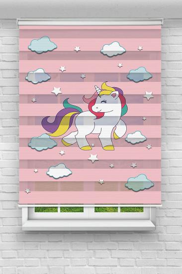 Unicorn Yavru At Çocuk Ve Bebek Odası Baskılı Zebra Stor Perde