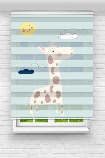 Zürafa Çocuk Odası Ve Bebek Odası Baskılı Zebra Stor Perde