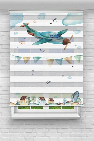 Planet - Çocuk Ve Bebek Odası Baskılı Zebra Stor Perde
