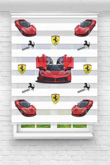 Ferrari - Çocuk Ve Bebek Odası Baskılı Zebra Stor Perde