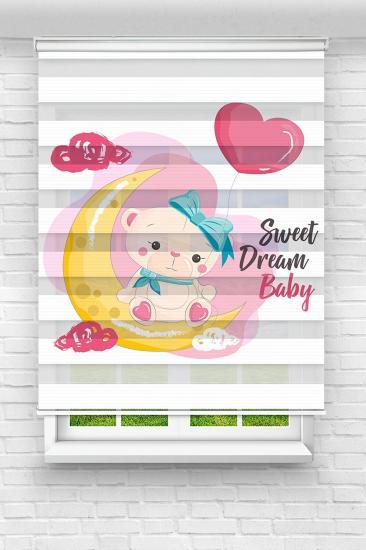 Balonlu Ayıcık - Çocuk Ve Bebek Odası Baskılı Zebra Stor Perde