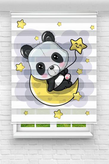Sevimli Panda - Çocuk Ve Bebek Odası Baskılı Zebra Stor Perde