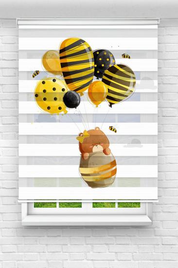 Uçan Bal - Çocuk Ve Bebek Odası Baskılı Zebra Stor Perde