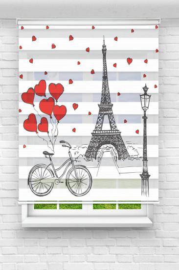 Paris ve Bisiklet - Çocuk Ve Bebek Odası Baskılı Zebra Stor Perde