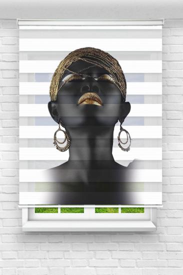 Afrikalı Kadın - Baskılı Zebra Stor Perde