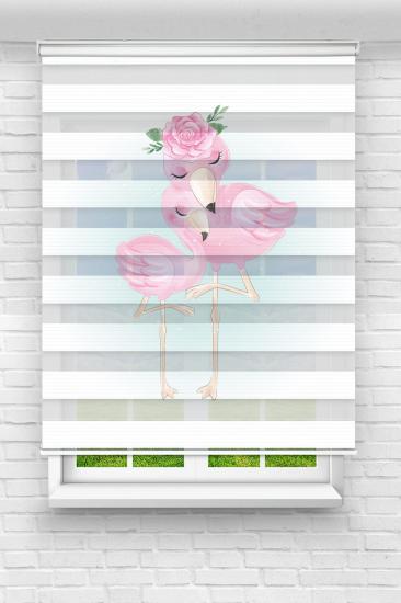 Anne Kız Flamingo - Baskılı Zebra Stor Perde