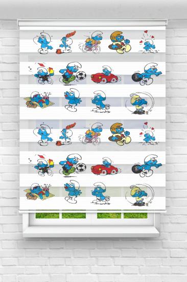 Şirinler - Baskılı Zebra Stor Perde