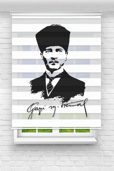 Gazi Mustafa Kemal Atatürk - Baskılı Zebra Stor Perde