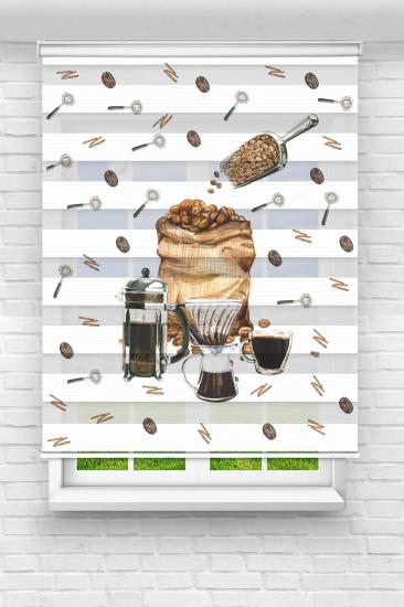 Kahve Zamanı - Baskılı Zebra Stor Perde