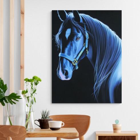 BLUE HORSE - Yağlı Boya Efektli Kanvas Tablo
