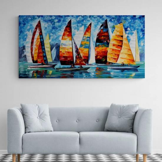 YELKENLİ - Laminasyonlu Kanvas Tablo