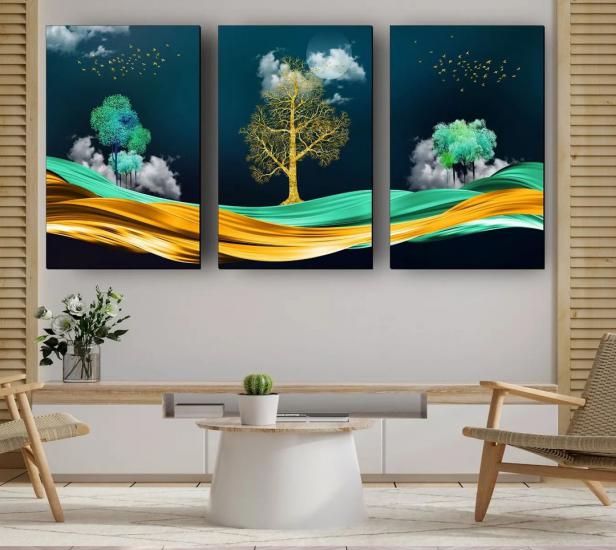 Laminasyonlu Kanvas Tablo 3 lü Set