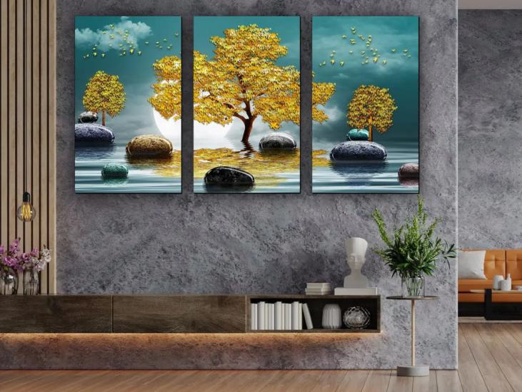 Laminasyonlu Kanvas Tablo 3 lü Set